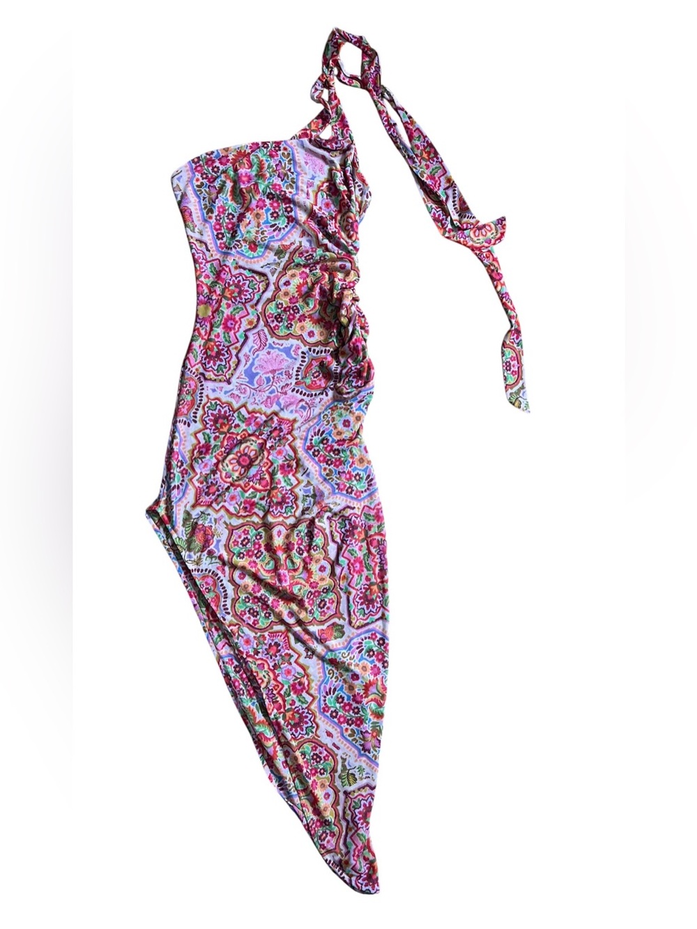 RESA One-Shoulder Paisley Print Asymmetric Dress - Pink Multi